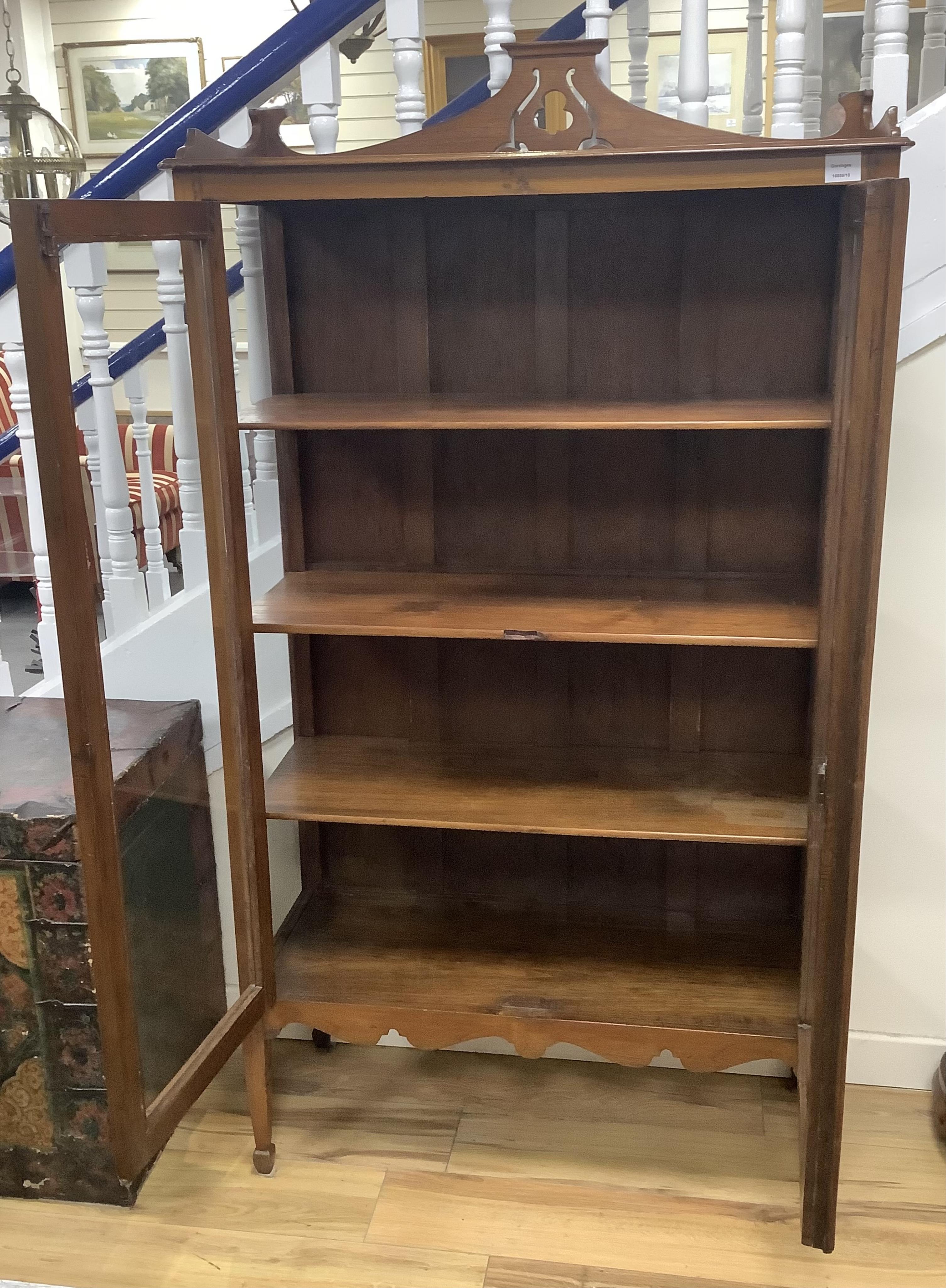 A late 19th century Anglo Indian teak display cabinet, width 91cm, depth 37cm, height 158cm. Condition - fair